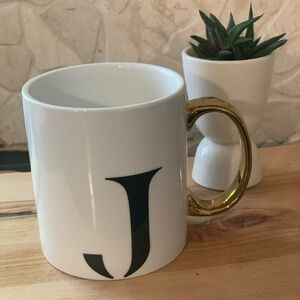 INDIGO | J Initial Mug | Gold Handle